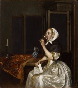 Lady som håller ett vinglas, ca 1665.