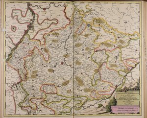 Chorographia ducatus Wurtenburgici quem ab una alteraque parte includunt quique ei includuntur marchionatus praepositura Badensis Elwangensis comitatus Hohenzolern Rechberg et affine almae civitatis Ulmae territorium av Gerard Valck