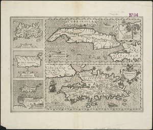 Cuba Insula ; Hispaniola Insula, graverad av Hendrik Hondius, 1633 av Gerard after Mercator