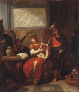Achilles spielt die Leier bei der Ankunft der Gesandten von Agamemnon