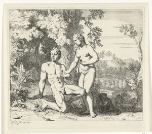 Adam och Eva i paradiset Scener från Genesis (serietitel) av Gerard de Lairesse