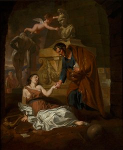 Gaius Maecenas (70 f.Kr. - 8 f.Kr.) stöder de sköna konsterna i förfall av Gerard de Lairesse