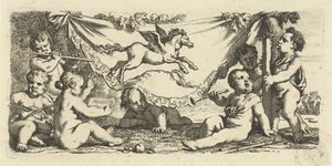 Putti gör musik med Pegasus av Gerard de Lairesse