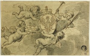 Putti och vapensköld av Gerard de Lairesse