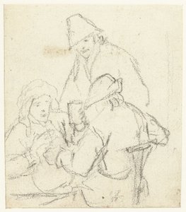 Tre drickande bönder runt ett bord av Gerard ter Borch (II) (possibly)