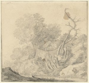 Hus mellan träd nära vatten av Gerard ter Borch (II) (possibly)
