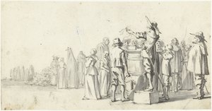 Annonsör på ett marknadstorg av Gerard ter Borch (II)