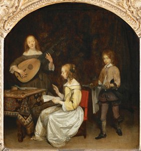 Konserten: sångerska och teorbo-lutspelare ... av Gerard ter Borch or Terborch