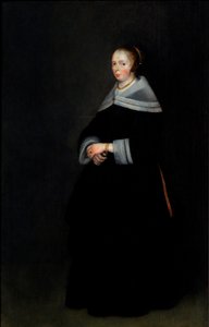Porträtt av en dam (olja på pannå) av Gerard ter Borch or Terborch