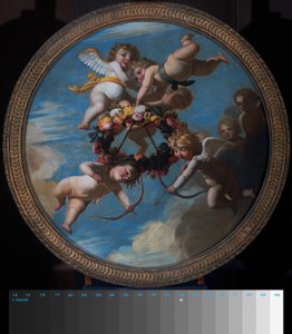 Putti med en blomsterkrans
