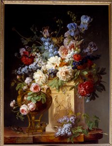 Korg och blomvas. Målning av Gerard De Spaendonck (1746-1822)