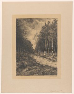 Skogsstig med två ryttare Berkenlaan (titel på objekt) av Gerarda Wilhelmina ten Hoet (signed by artist)