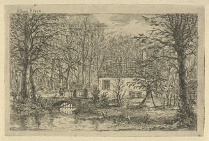Hus med bro över dike Jägarens hus i Haagsche Bosch