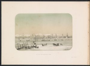 Isunderhållning på Maas i Rotterdam, sett från Katendrecht, 1855 Staden Katendrecht sett (titel på objekt) Isunderhållningen på Maas i Rotterdam i februari 1855, med bildtexter (serietitel på objekt) av Gerardus Johannes Bos