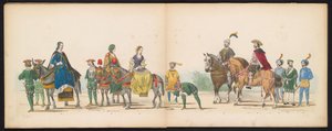 Masquerade of the Leiden Students, 1855 (skylt 10) Klädd procession som hölls av medlemmarna i Leidens studentkår den 12 juni 1855, för att fira 280-årsjubileet av Leidsche Hoogeschool, som skildrar Karl V:s inträde i