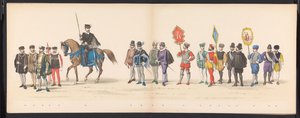 Masquerade of the Leiden Students, 1875 (skylt 2) Maskerad som hölls av medlemmarna i Leidens studentkår den 15 juni 1875 för att fira 300-årsjubileet av Leidsche Hoogeschool, föreställande Leidsche Hoogeschool, avbildad i