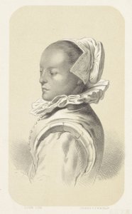 Kvinna med vit mössa och krage av Gerardus Johannes Bos