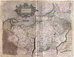 Antik karta över Polen - idag Litauen (gravyr