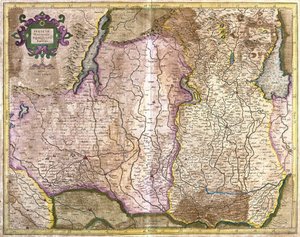 Brescia och Milano, Italien (gravyr av Gerardus Mercator