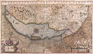 Genèvesjön, Schweiz (gravyr av Gerardus Mercator