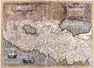 Heliga landet och Palestina (gravyr av Gerardus Mercator