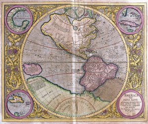 Nord- och Sydamerika och Nya Guinea av Gerardus Mercator