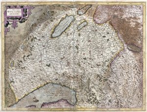 Nordost om Genève, Schweiz (gravyr av Gerardus Mercator