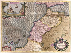 Nordvästra Afrika med Kanarieöarna (gravyr av Gerardus Mercator