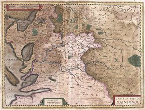 Saintonge med La Rochelle och Ile Oleron, Frankrike (gravyr av Gerardus Mercator