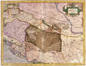 Sclavonia, Kroatien, Bosnien och Dalmatien (gravyr av Gerardus Mercator
