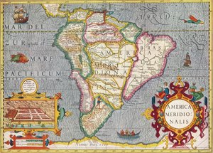Sydamerika Amerika Meridionalis: från Atlas of Gerardus Mercator, 1633, 1936