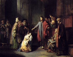 Christ and the Adulteress, 1653  av Gerbrand van den Eeckhout