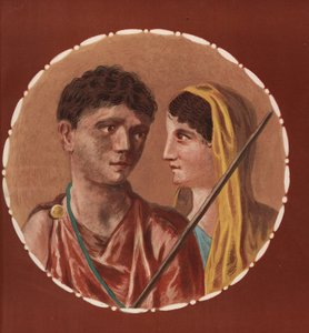 Porträtt av en man och kvinna från ett oidentifierat hus i Pompeji. Kromolitografi av Victor Steeger efter en illustration av Geremia Discanno från Emile Presuhn (1844-1878) De vackraste målningarna i Pompeji, Leipzig