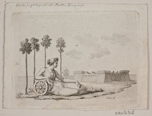 Liggande kvinna vid fortet av Gerhard Ludvig Lahde