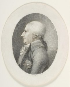 Porträtt av A.P. Bernstorff, greve, statsminister (1735-1797). Byst bild. Profil till vänster av Gerhard Ludvig Lahde