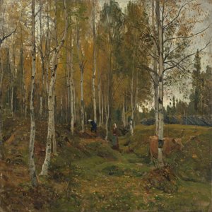Björkar på hösten av Gerhard Munthe