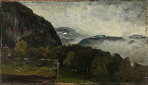 Landskap vid Øylo i dimma av Gerhard Munthe