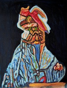 Olive eyed Dog Shaman, 2022 (olja på duk) av Gerhardt Isringhaus