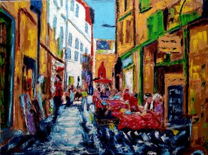 Perpignan Street, 2020 (olja på duk) av Gerhardt Isringhaus
