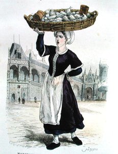 Grönsaksförsäljare på 1500-talet (färggravyr) av Gerlier (after)