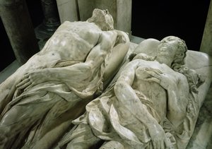 Katarina de Medicis grav 1519-89 och Henri II 1519-59 detalj av bilderna av Catherine och Henri, marmor 1562-73