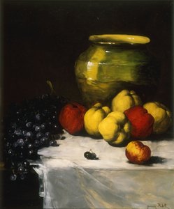 Ett stilleben med äpplen och vindruvor, av Germain Ribot