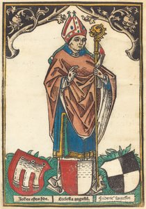 Biskop av Augsburg med tre vapensköldar av German 15th Century