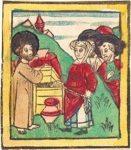 Kristus och Samariens kvinna av German 15th Century
