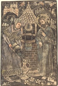 Kristus och Samariens kvinna av German 15th Century