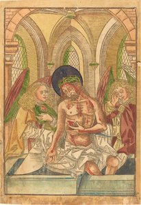 Kristus i graven med två änglar av German 15th Century