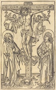 Kristus på korset med änglar av German 15th Century