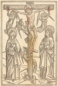 Kristus på korset med änglar av German 15th Century