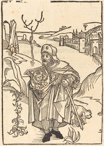 Gerson som pilgrim med staden i bakgrunden av German 15th Century