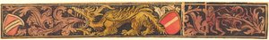 Grotesk remsa med drake, sköldar och vilda män av German 15th Century